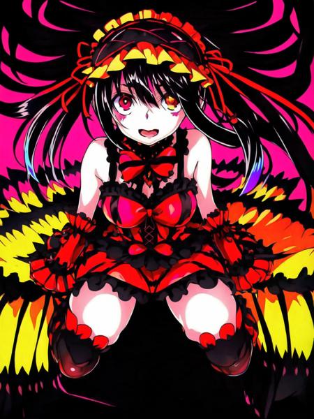 masterpiece, best quality, ultra-detailed, Kurumi, (multicolored eyes:1.1), <lora:kurumi:0.8>, wide shot, detailed background, full body <lora:colorfull style:1>