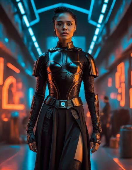 3d model of  (((ohwx woman))) wearing a dress inspired by darth vader, highly detailed and realistic 4k octane render unreal engine 5 trending on artstation hq. intricate portrait with many details digital artwork red background bokeh pixar 8K in style cyberpunk 2077 colors neon surrealism photorealistic highlights & shadow depth painting 3D rendered movie still photo-real delicate ceramic black plastic texture white scene bioluminiscence iridescent atlantis face ocean misty water reflectionomas kinkade futuristic metropolis film no <lora:tessa_lora_sdxl_v1-000009:1>