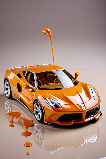 caraf, sports car made of dripping caramel, <lora:caramel_f1_gmr:1>
