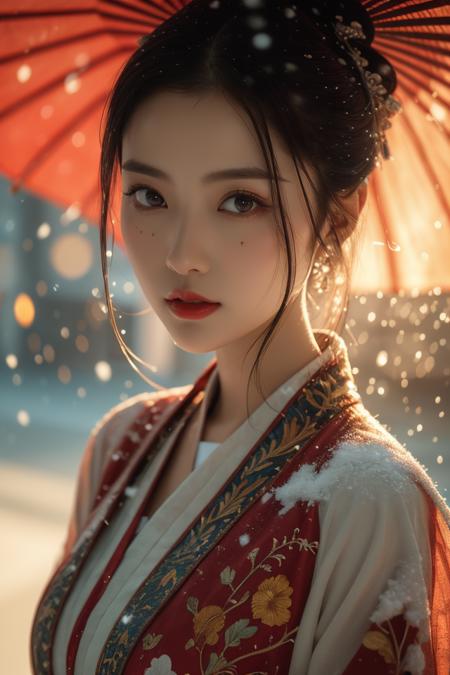 Warm Snow,1girl,solo,umbrella,oil-paper umbrella,blurry,looking at viewer,hair ornament,red lips,upper body,black hair,chinese clothes,depth of field,blurry background,realistic,bokeh,makeup,lipstick,
sexy pose,best quality,masterpiece,illustration,an extremely delicate and beautiful,CG,unity,8k wallpaper,Amazing,finely detail,masterpiece,official art,extremely detailed CG unity 8k wallpaper,incredibly absurdres,huge filesize,ultra-detailed,highres,extremely detailed,beautiful detailed girl,realistic,<lora:Warm Snow_20240127032610:0.8>,