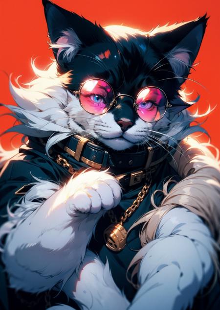 fluffy gangsta cat wearing sunglass