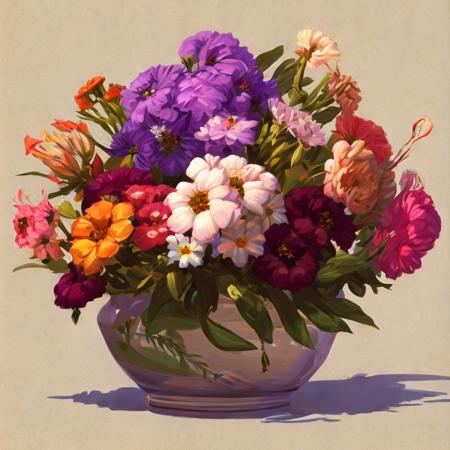 a vase full of different types of flowers (PaintStyle5:0.6)