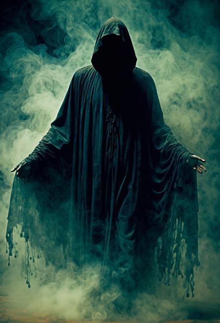 Horrific shapeshifter cloaked in fluid shadows, 
which comes from all around Like it would have own life, 
Sharp texture and ornaments and contrasts, 
dust, 
fog, 
Full body image, 
mysterious, 
frightening, 
evil, 
dramatic atmosphere, 
fluid, 
oil, 
ink, 
vivid colors, 
Dark Color palette, 
cold colors, 
lomography, 
Color whirlwind