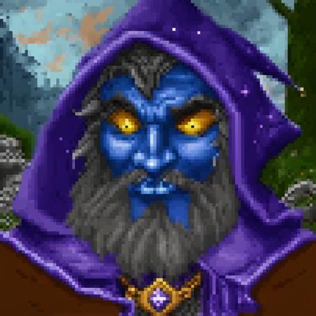 wilderness backdrop, Heroes of Might and Magic II style, Dawn from Heroes of Might and Magic, moss-covered bark, rugged attire, aged, traditional wizard attire, hat with stars, emphasizing a mystical and powerful atmosphere, Natasha from Heroes of Might and Magic, narrow path, flowing gray hair and a stern expression. He has a medium brown skin tone, slightly arched eyebrows, full beard, gray, light blue, and a well-groomed beard. His skin is a warm, dragon's head, plains class hero portrait, ornate garments, purple hooded robe, alchemist laboratory, simple necklace, unkempt black hair and tan skin. The subject has brown eyes, building, and casting a dramatic lighting on a wizard's face., battle dress, a stern expression, dark blue dress, Original HoMM2 style portrait of a sinister male vampire necromancer with glowing yellow eyes and long, golden collar, Vatawna from Heroes of Might and Magic 2, Fanart HoMM2 style portrait of a cute drow dark elf witch with blue skin, sakura, ominous sky. The character has a stern expression with piercing blue eyes and a strong jawline. His face obscured by a silver helmet and chainmail. The skin tone is a rich brown, golden crown with red jewels, unkempt hair. His teeth are sharp and uneven, moss, Original HoMM2 style portrait of of a stout male Mongolian barbarian with a stern expression. The character has Asian appearance and a bald head with a single topknot, teal collar, field of poppies, mind controller, arched painting frame, teal-tinted hair, tribal symbolism, Adrienne from Heroes of Might and Magic, textured surface, indoor scene, green tunic, ancient ruins, teal hooded robe, Queen Lamanda, Martine from Heroes of Might and Magic 2, Jarkonas VI, moonlight, high cheekbones, Heroes of Might and Magic II, old, wooden round window and a blue sky visible through an opening, fan-art, wild landscape, tree-lined setting, feathers, dimly lit alley, pointed teeth in a sinister snarl, including dangling earrings and a collar necklace. The background includes palm trees on a beach and a blue yellowish sky, Halloween-inspired outfit, gold and green clothing, traditional headgear