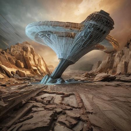 stretch, Sharp image, 4k, 8k, Detailed and Intricate, Cinematic, Dynamic Lighting, 
OverallDetail,  ultra detailed, ultra resolution, vault, no people, fully generated, amazing, beautiful, highest quality, detailed technology, machinery, futuristic, perfect, 4k definition, 2 images mirroring each other, multi-colored, inside a crashing UFO