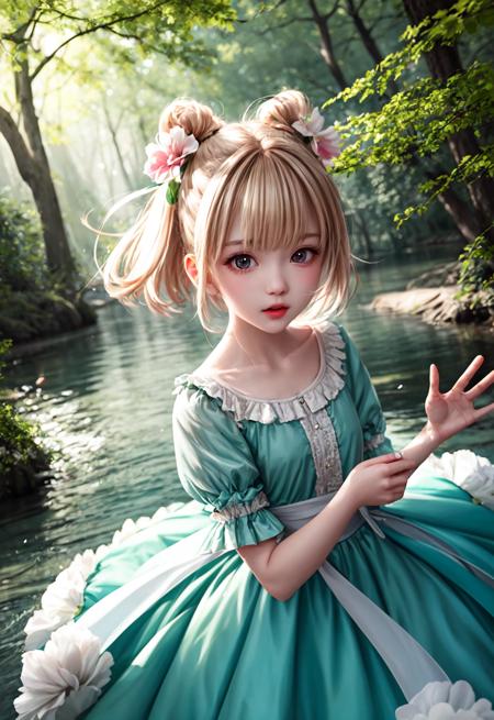 girl in a forest with floating flowers, river, puffy, puffy cheeks, cute,
vibrant colors, colorful art style, 
soft lighting, soft shadows, detailed textures, dynamic lighting,  
nice hands, perfect hands, 
<lyco:GoodHands-beta2:1.0> 
<lora:add_detail:1>