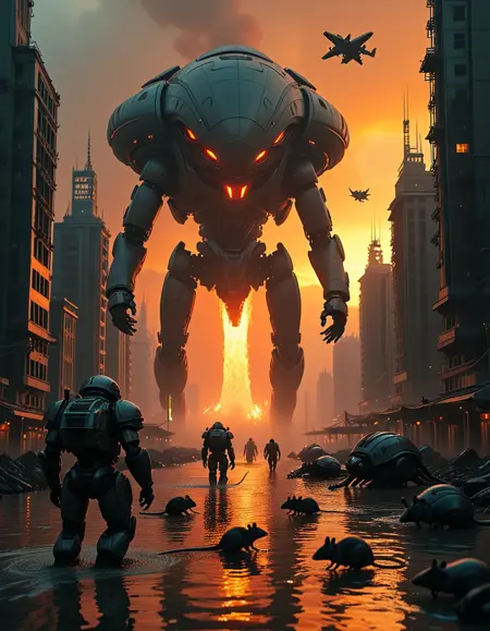 devastated futuristic city