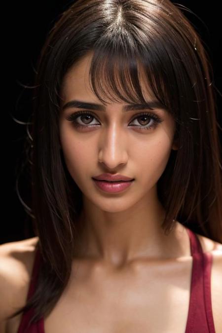 analog photo, a cute woman, 22 years old, white hair, indian,disha patani:0.7, flirty, large breasts:0.6, fit, healthy, athletic, playful, shiny oiled skin, dark studio, black background, Porta 160 color, shot on ARRI ALEXA 65, bokeh, sharp focus on subject, shot by terry richardson <lora:ReaLora:0.45> <lora:ShinyOiledSkin_v20-LyCORIS:0.5>