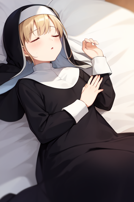 nun, sleeping