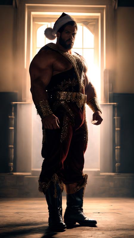 (Realistic),masterpiece,best quality,cinematic lighting,natural shadow,highest detail,professional photography,detailed background,depth of field,insane details,intricate,aesthetic,detailed face,subsurface scattering,realistic hair,realistic eyes,Handheld Shot,
r1ge,1man,masculine,photo of a man,handsome man,tough guy,French crop,Profile pose,santa costume,santa hat,santa boots,glowing,aura,energy,beam,flying debris,topless,
<lora:weight_slider_v2:1>,<lora:muscle_slider_v1:2>,
<lora:add_detail:1>,
<lora:r1ge - AnimeRage:0.3>,<lora:Better light:1>, marvelous composition, ambient atmosphere, intricate, elegant, sharp focus, beautiful dynamic, glowing, rich deep colors, detailed, stunning, epic, great romantic, creative, cinematic, fine