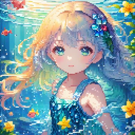 8k Wallpaper,grand,(((masterpiece))), (((best quality))), ((ultra-detailed)), (illustration), ((an extremely delicate and beautiful)),dynamic angle,rainbow hair,detailed cute anime face,((little girl)),(((masterpiece))),an extremely delicate and beautiful girl,flower,cry,water,corrugated,flowers tire,broken glass,(broken screen),atlantis,transparent glass