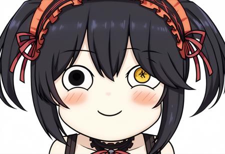 shiteri, looking at viewer, smile, closed mouth, chibi, wide-eyed, solid circle eyes, outstretched arms, meme, hair between eyes, black eyes, simple background, white background, shiderp, half-closed eyes, smug, chibi,  meme,portrait, closed mouth, blush, smile,  hair between eyes, black eyes,  simple background, white background, 