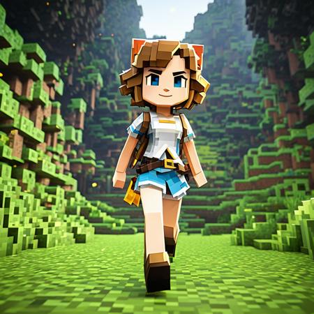 NijiEX style, Minecraft,  cute dayy-omptoking Emma Watson by dan mumford, yusuke murata and makoto shuhiro, 8k, (cel shaded:1.14), unreal engine, octane rendered, trending on artstation
