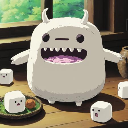 A marshmallow monster,
, StdGBRedmAF, Studio Ghibli, <lora:StdGBRedmAFPashDebiCOMTE:1>