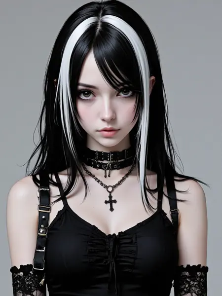 Unfazed Gothic girl