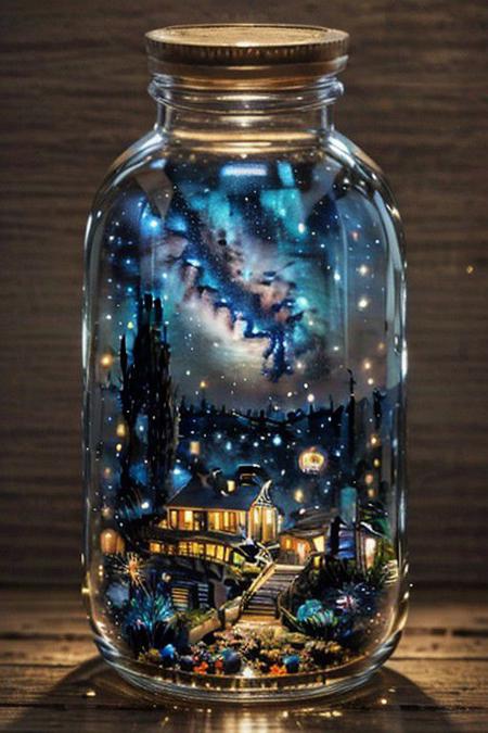 starry night in a glass bottle
