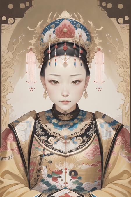 best quality, highres, painting of 1 female,   <lora:Xiang:0.8>, xiaoxiang, ornate chinese clothes, elaborate jewelry crown, qingstyle