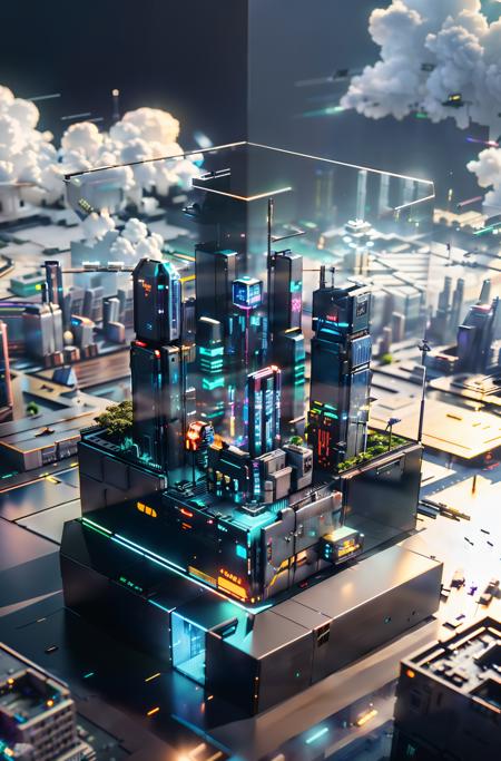 mini\(ttp\), (8k, RAW photo, best quality, masterpiece:1.2), cyberpunk city, cyberpunk light, TRANSPORTATION, ARCHITECTURE, isometric, miniature, landscape, <lyco:miniature_V1:0.8>