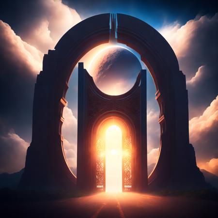 (endgate style:1) an image of a giant gate with a giant moon in the middle <lora:djzEndGateV21_LoraBooth:1>