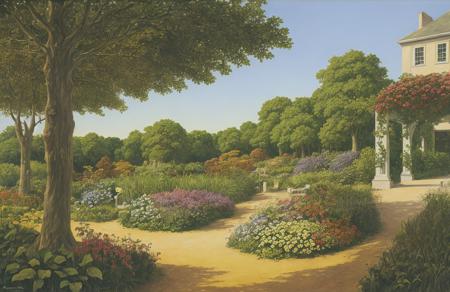 style of Roger Dean, arboretum ,farm ,terrace ,boscage ,stand , Oasis ,