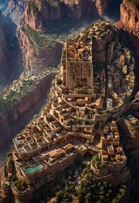 (The colonial city of the future, in the mist-filled Grand Canyon, on an unknown Earth-like planet, 2 moon on sky, Spaceship flight connects colonies, waterfulls:1.3), (Machu Picchu, a mountain settlement, incredibly spectacular:1.2), (Mario Botta:1.3), (avant-garde, future, reality, science fiction, photorealistic), (modern architecture:1.2), 
(Large Files, Ultra Realistic, 8K, 16k, FHD, HD, VFX, Perfect, Photography, composition, Architecture Sales Photography, Architecture Competition, Ultra High Resolution, Cinematography, High Resolution Image:1.1), (dramatic lighting, direct sunlight, ray tracing, clear shadow:1.2),  (real landscape:1.1), (blurred background:1.0), (urban background, more_details) ,
ac_neg1, great lighting, clear, hillscastel, extrusionbuilding, vertical