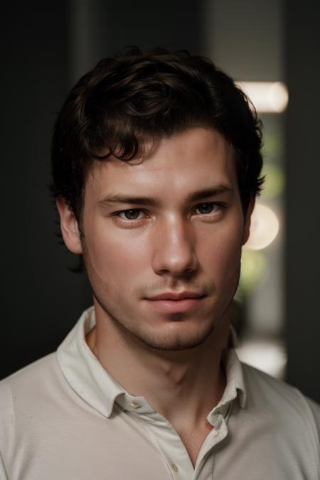 epiCRealism, (male focus), portrait photograph of dustin_zito in striped polo shirt <lora:Dustin_Zito-10:1>, deep photo, depth of field, Superia 400, bokeh, realistic lighting, professional colorgraded