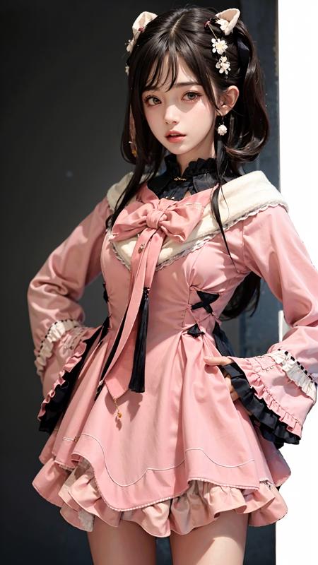 grassland, 1girl, solo, full_shot, hands_on_hips, 
<lora:è´é¢neg4all_bdsqlsz:0.8>, mh \(manaka nemu\), pink dress,, best quality, ultra high res, (photorealistic:1.4), masterpiece, highres, original, extremely detailed wallpaper