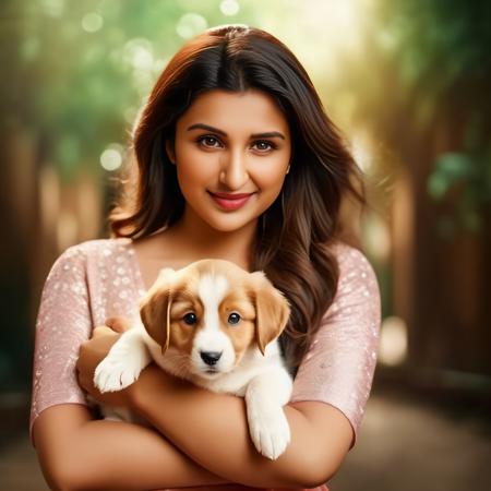 cinematic film still ParineetiChopra, (art by Caras Ionut:0.8) ,portrait, holding cute puppy<lora:ParineetiChopraSDXL:1> 4k,uhd,masterpiece . shallow depth of field, vignette, highly detailed, high budget, bokeh, cinemascope, moody, epic, gorgeous, film grain, grainy