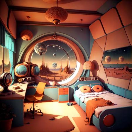 \<lora:1970RetroFuturism:.9> 1970RetroFuturism bedroom