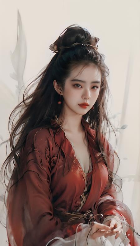 <lora:niexiaoqian-v1:0.9>,A Chinese Ghost Story,
(wangzuxian:1.1),(niexiaoqian:1.2),qiannvyouhun,1girl,solo,black hair,long hair,chignon,mole,realistic,robe,jewelry,lips,earrings,hair bun,chinese clothes,hanfu,the protagonist is on the right side of the screen,lens_flare,looking_up,<lora:Freehand_Brushwork:0.4>,beautiful detailed eyes,Ancient Chinese clothes,
Ancient background,Calligraphy background,very long hair,(sheer curtain:1.3),gauze curtain,strap lift,tears,eyes visible through hair,wallpaper,huge filesize,<lora:chinese-art:0.3>,chinese painting,chinese art,
niexiaoqian,(red robe:1.5),long hair,fairy,realistic,chinese clothes,hanfu,hair bun,portrait,, best quality , masterpiece, illustration, an extremely delicate and beautiful, extremely detailed ,CG,unity,8k wallpaper, Amazing, finely detail, masterpiece, best quality,official art,extremely detailed CG unity 8k wallpaper,absurdres, incredibly absurdres, huge filesize , ultra-detailed, highres, extremely detailed,beautiful detailed girl, extremely detailed eyes and face, beautiful detailed eyes,light on face,