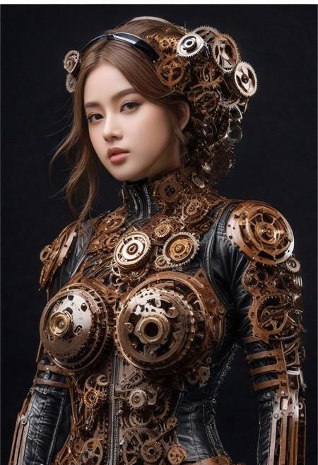 Masterpiece, best quality, 1girl, made of roast gears