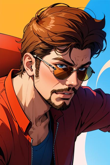 (masterpiece,best quality,absurdres,lineart:1),original design,1boy,sunglasses,stubble,sunlight,abstract