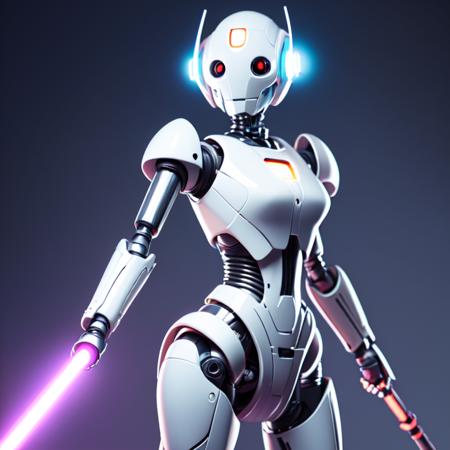 photo, female robot holding a light saber in her hand (ghostshell style:1)  <lora:djzGhostShellV21:0.8>