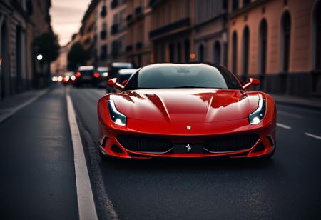 cinematic film still <lora:Abstract Concept-water-000008:0.4>,water concept art,, a red ferrari car parked on the side of a road,, <lora:Bernardo Cavallino CLIP-000004:1>,Bernardo Cavallino vehicle,, city street,street,automotive photography,<lora:Metroplex-Streets:1>,street,photography,<lora:Metroplex Base:0.4>,a city, . shallow depth of field, vignette, highly detailed, high budget, bokeh, cinemascope, moody, epic, gorgeous, film grain, grainy