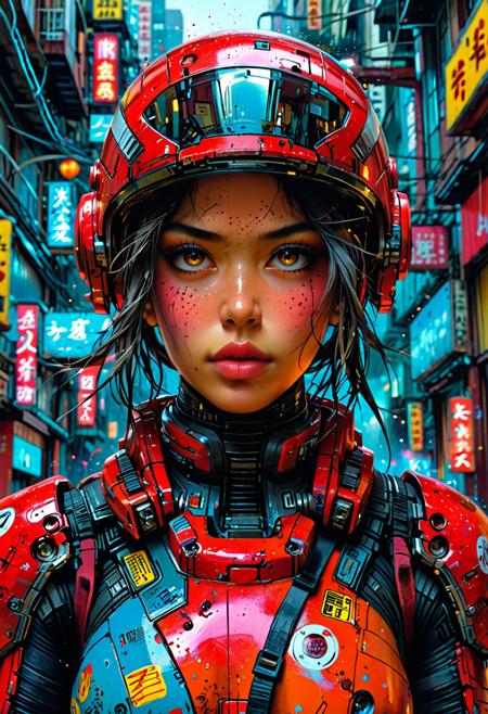 (in Otomo Katsuhiro style:1.2), high-quality, masterpiece, **(Photorealistic, detailed, intricate, hyperreal)** masterpiece, high quality, chaosmarinestyleai, a powerful latin woman, by alexander fedosav, hyper detailed digital matte painting, concept art, hyperrealism, 1 6 k resolution, cinema 4 d, 8 k resolution, trending on artstation, behance hd, a masterpiece, by stephan martiniere, particles, cel - shaded, power bright neon energy, by david a. hardy, focusing on light and shadow,  at night, <lora:ChaosMarineStyleAISD15:0.8>  Painterly style. High Detail, Perfect Composition, movie scenes, highly detailed. Photorealistic rendering, dramatic lighting, sharp contrast with a dark surreal atmosphere, (elaborate fine details:1.1), (hyperdetailed:1.1), (intricate details:1.0), (Refined details:1.1), (best quality:1.1), (high resolution:1.2)