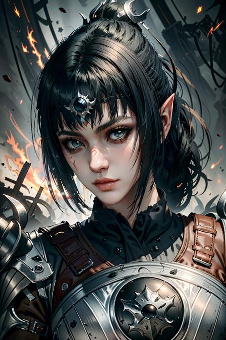 (masterpiece, best quality)
ShadowHBG, 1 girl, black hair, pointy ears, shining armor, battlefield, blood dripping from face, pointy ears
<lora:epi_noiseoffset2:1>,  <lora:ShadowHeart:0.7>