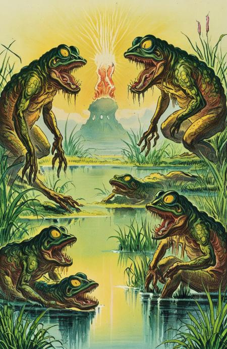 vintage_illustration__alien_amphibians_with_acidic_saliva_breaking_down_live_swamp_creatures__grotesque_feeding_ritual_observed_in_misty_marshlands__vibrant_and_disturbing__high_detail_c_525508164.png