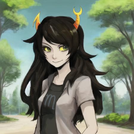 <lora:vriskaSerketHomestuck_v2:0.7> , (vriska:1), best quality, park, solo, 1girl