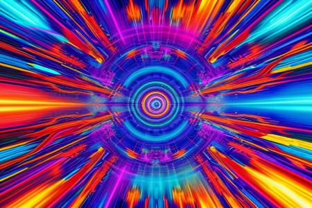 psychedelic style 3d style anime artwork, Experience a mesmerising raypunk person, vignette rendered through a glitch art abstraction, captured from a sweeping overhead view, bathed in hypnotising volumetric lighting - a visual delight reminiscent of retro-futurism and digital dissonance, . vibrant colors, swirling patterns, abstract forms, surreal, trippy,