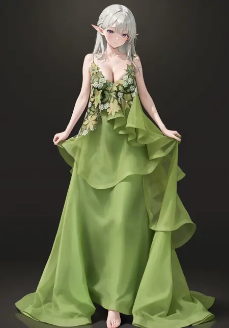 Sheer green floral print sleeveless strap long dress