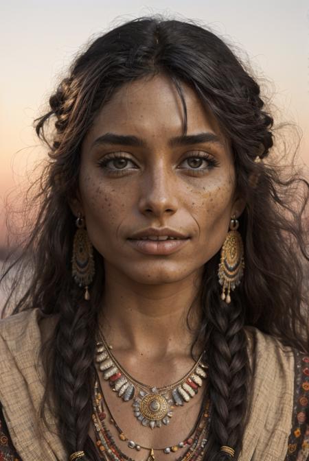 emotional photo of dancing  gypsy  woman Deidre, dark suntanned skin, long messy hair, native ethnic gold necklace, face, perfect teeth, 8k uhd, high quality,  film grain, looking at viewer, portrait, (skin pores:1.2), (moles:0.8), (imperfect skin:1.1), intricate details, goosebumps, flawless face, ((photorealistic):1.1), (raw, 8k:1.2), hyper realistic, HDR, cinematic, dark, muted colors, atmosphere, ((macro lens)), after dusk
<lora:entropy-alpha:0.19>, RAW analog 3/4 photo portrait, Photorealistic, Hyperrealistic, Hyperdetailed, detailed skin, soft lighting, subsurface scattering, realistic, heavy shadow, masterpiece, best quality, ultra realistic, 8k, golden ratio, Intricate, High Detail, film photography, soft focus, rimlight  <lora:more_details:1.75>   , dusk urban underground  <lora:entropy-alpha:0.085> <lora:last:0.25>