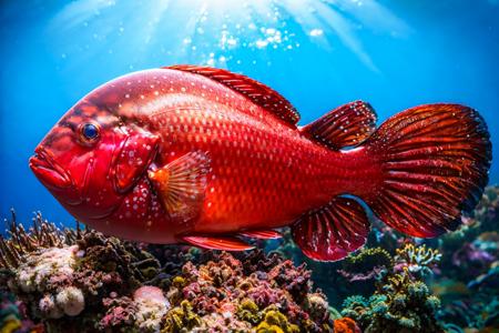 (masterpiece, best quality:1.2), ultra-detailed, ocean Red and brown EdobFish, (realistic:1.5), <lora:EdobFish_v1.0:1>