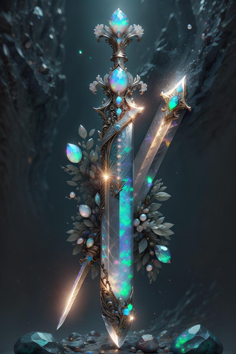 A Sword with a Decorative Blade and a Flower Design