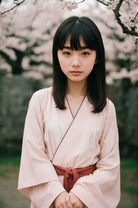 photograph of a cute 23-year-old Japanese girl, Yukata, Geta, pale skin, blush, innocent, cherry blossom festival, RAW candid cinema, 16mm, color graded portra 400 film, remarkable color, ultra realistic, textured skin, remarkable detailed pupils, realistic dull skin noise, visible skin detail, skin fuzz, dry skin, <lora:pailide3-000005:0.6>, shot with cinematic camera, shot by Don McCullin