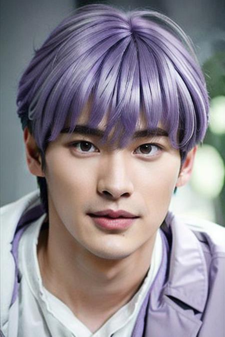 ((((1boy , full shot,  light purple hair  color :1.5)))),(8k, RAW photo, best quality, masterpiece:1.2), (realistic, photo-realistic:1.4), (extremely detailed CG unity 8k wallpaper) , (( smile close up shot portrait of a charming Horsen posing for shang yoon magazine in light blue, in the style of deconstructed tailoring, close up, rounded, precisionist, limited color range, duckcore, celestial :1.4)),((super biggest muscle chest )), ((muscular arms and a broad chest, strong, athletic, muscle:1.3 )), hyper detailed, soft lighting, strong backlight, beautiful lighting , hyperreal, front shot, ((random photorealistic full pose :1.3)),(day scene:1.2) 4k, cinematic, widescreen, zoom out, intricate detail, finely detailed, hyper detailed, insane details, centered, epic composition, smooth, extreamly realistic, cenematic, attractive beautiful, hyper realistic, photographed by Canon EOS 6D Mark II RF