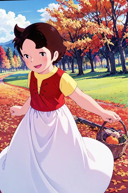 <lora:0 ALPShaiji:1>,haiji,solo,1girl,long skirt,in autumn,nature,