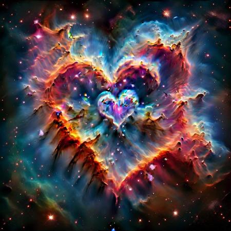 mad-nbla, mesmerizing space and  heart shaped nebula with its intricate design, ultra realistic, complementing tones