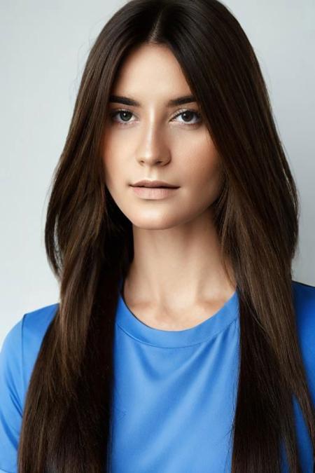 woman with long hair and a blue shirt,
 <lora:DBXL-Lora_DoppioPortrait.SM_v2:1>