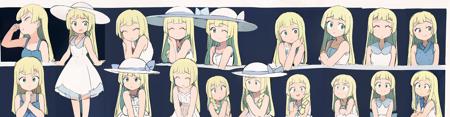 masterpiece, best quality, <lora:style05:1>, multiple girls,comic,white background,(chibi:1.2),multiple view,face,smile,sad, open eyes,closed eyes, half-closed eyes, angry,many hat,
 <lora:lillie:1>,lillie \(pokemon\),(white hat,hat,sun hat:1.2),long hair,blonde hair, sleeveless dress, green eyes,(white dress:1.2),braid,(twin braids:1.2), bare shoulders, blue ribbon,collared dress,