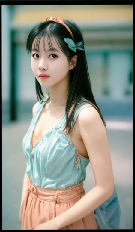 girl,Prosperous Appearance,model shot,8k high quality, detailed, colorful analog photo, masterpiece, photorealistic, vibrant color film, masterclass, heavy (film grain), Fujicolor 400, Nikon F401,